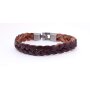 Real leather bracelet braided 23 cm reddish brown