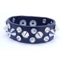 Leather bracelet with rivets and rhinestones black