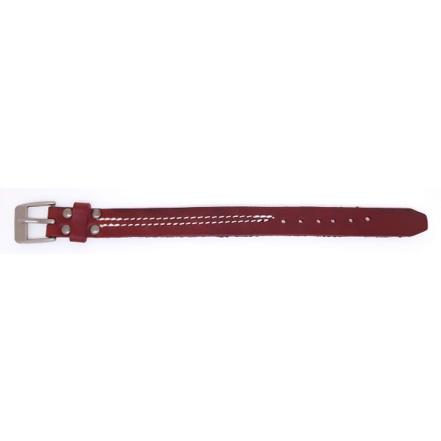 Leather bracelet with white seams red