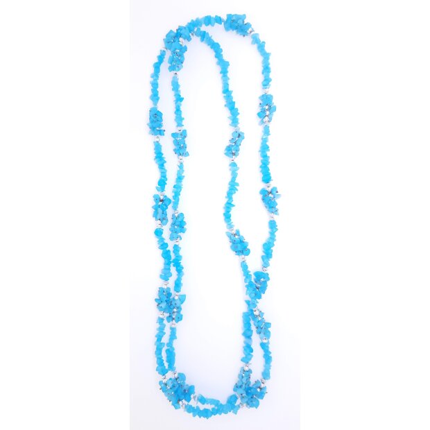 Agate necklace 140 cm blue