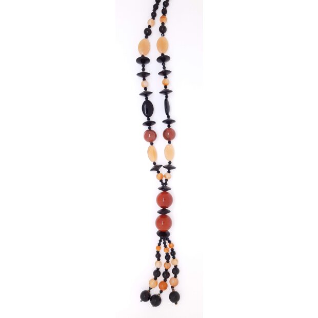 Ypsilon necklace with black and brown pearls