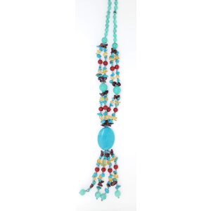 Ypsilon necklace with turquoise pearls and different...