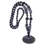 Necklace with oval agate pendant black