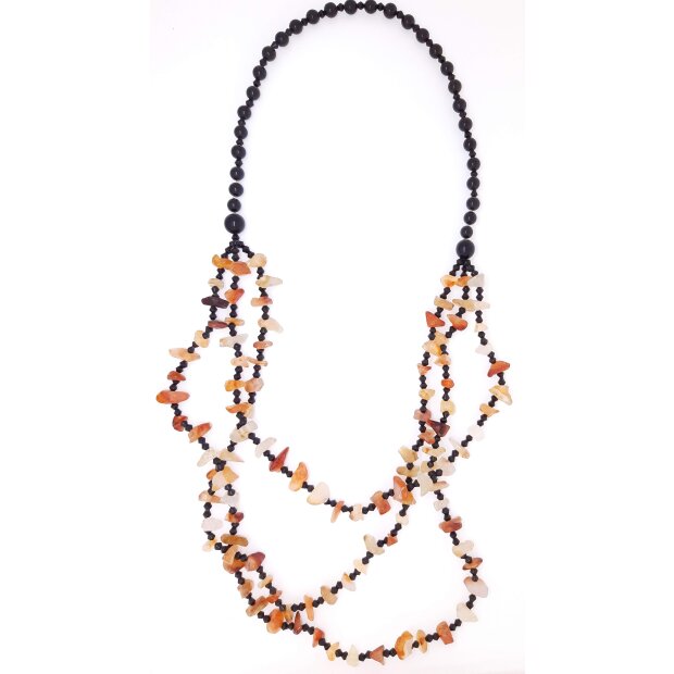 Necklace with semi precious stones brown