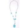 Silver necklace with turquoise gemstone and glass pearls...
