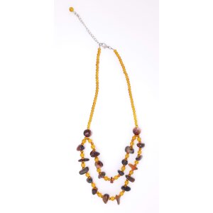 Necklace with gemstones and glass pearls