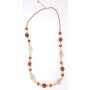 Necklace with orange pearls and yellow glass pearls