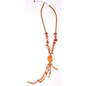 Ypsilon necklace with orange gemstones