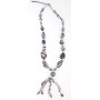 Ypsilon necklace with purple gemstones and silver pearls