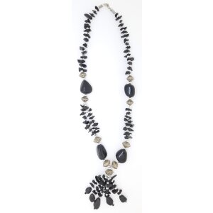 Ypsilon necklace with gemstones and silver pearls