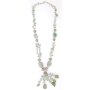 Ypsilon necklace with gemstones and silver pearls green
