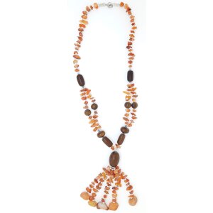 Ypsilon necklace with orange and brown gemstones