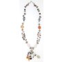 Ypsilon necklace with gemstones and silver pearls multi colour