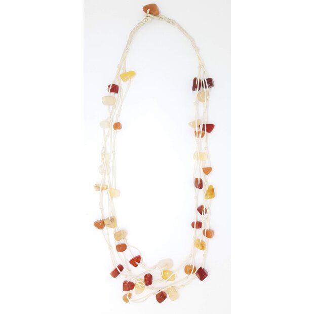 Necklace with gemstones white+red
