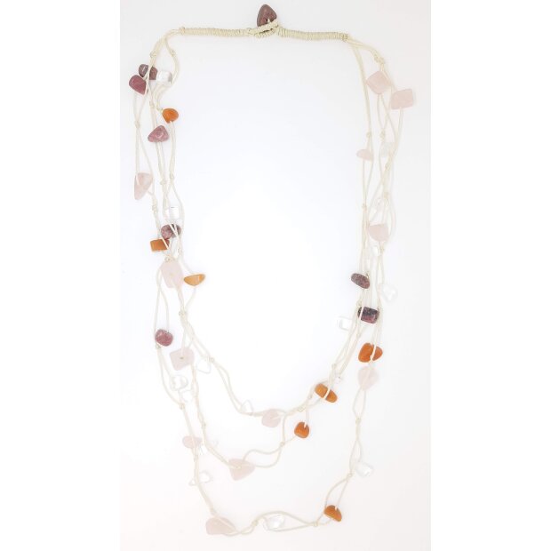 Necklace with gemstones white+pink