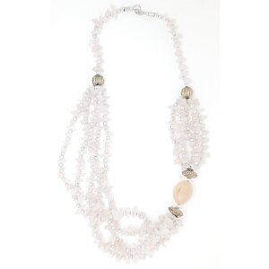 Necklace with gemstone and silver pearls