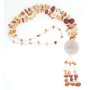 Ypsilon necklace with gemstones and glass pearls white
