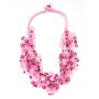 Multi row necklace with gemstones, pearls and glass pearls pink