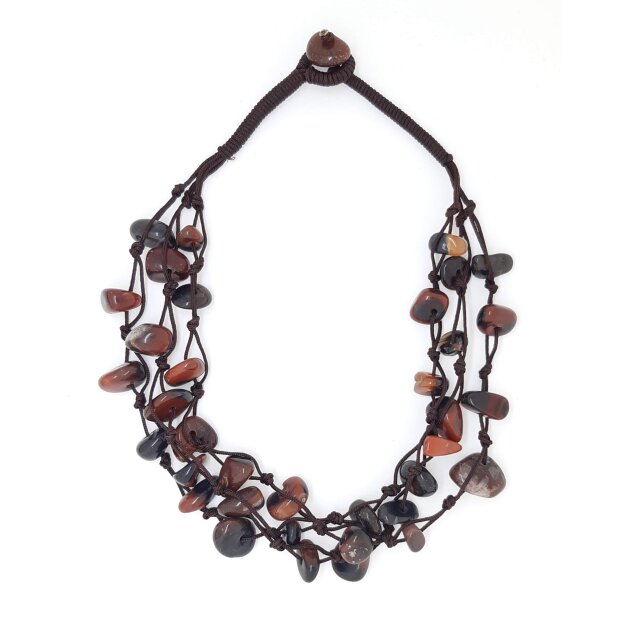 Multi row necklace with tiger eye