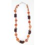 Necklace with orange gemstones and wooden elements
