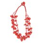 Multi row necklace with gemstones red