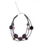 Necklace with purple glass stones, black gemstones and glass pearls