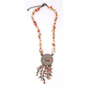 Necklace with gemstones and dream catcher
