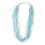 Multi row necklace with different silver necklaces and pearls turquoise