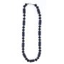Necklace with artificial pearls glitterung dark blue+black