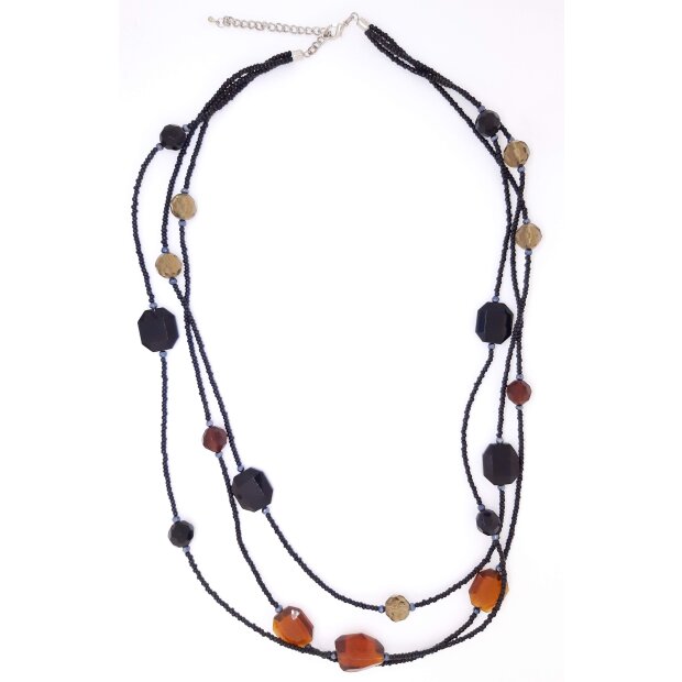 Long necklace with glass stones brown
