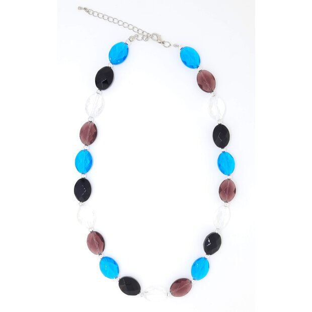 Necklace with faceted glass stones multi colour