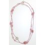 Kette mit rosa Schmucksteinen, Stickperlen und silbernen Elementen Wickelkette Mehrfachkette