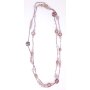 Lange Kette mit Kunstperlen und Glasperlen Wickelkette Mehrfachkette rosa