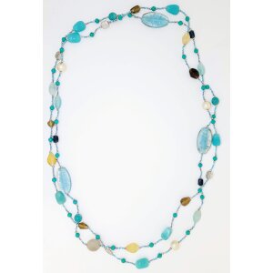 Necklace with turquoise gemstones and artificial pearls...