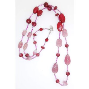 Necklace with gemstones and artificial pearls wraping necklace multiple necklace