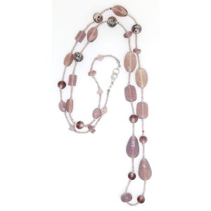 Necklace with gemstones and artificial pearls wraping necklace multiple necklace
