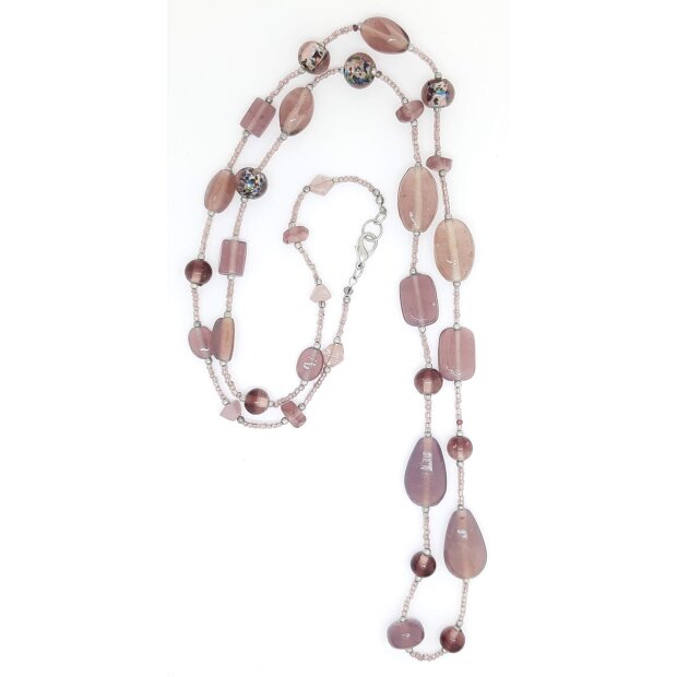 Necklace with gemstones and artificial pearls wraping necklace multiple necklace purple