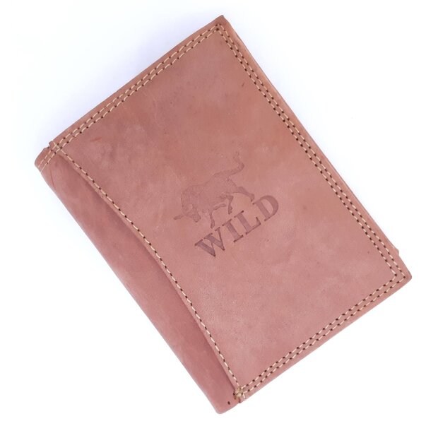 Wild Real Leder mens wallet made from real leather reddish brown