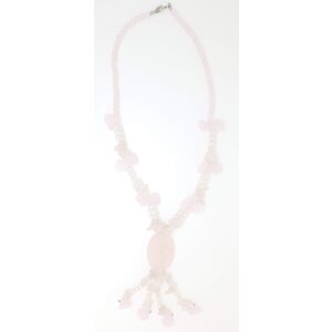 Ypsilon necklace with rose quarz, pearls and artificial...