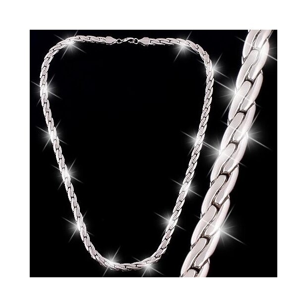 Double curb necklace mens necklace 45 cm long 0,7 cm wide silver