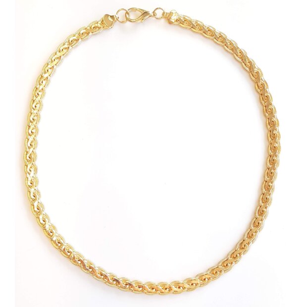 Plait necklace 45 cm long 0,8 cm wide shiny gold