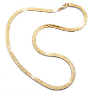 Snake necklace with hearts 45 cm long 0,4 cm wide gold