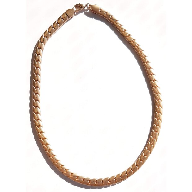 Curb necklace 45 cm long 0,8 cm wide matt gold