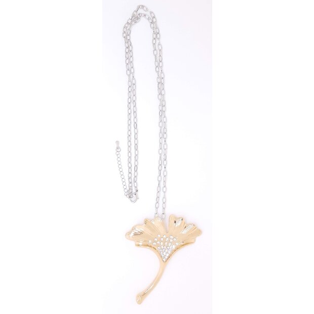 Silver necklace with flower pendant gold