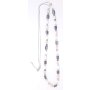 Fashionable long necklace with different coloured stones,...