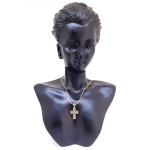 Necklace with cross pendant with crystal stones gold