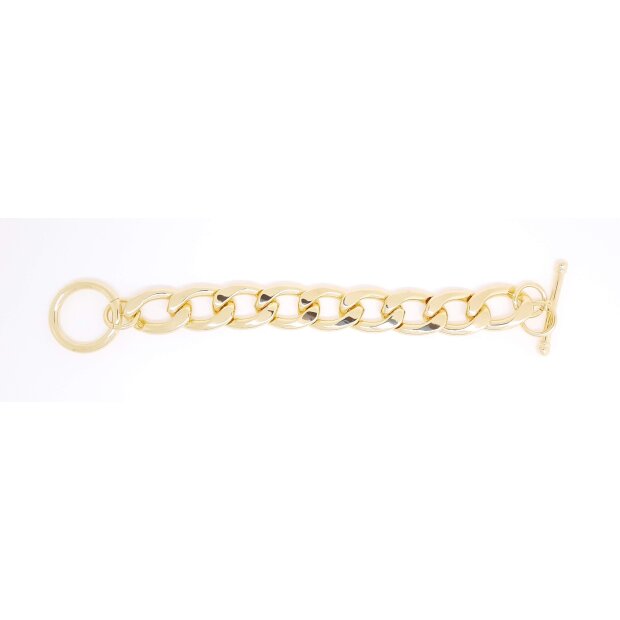 Fashionable bracelet curb bracelet with large massive links gold