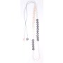 Long necklace with different colored plates silver