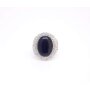 Elastic ring with black gemstone silber