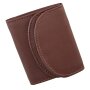 Mini leather wallet made of real leather reddish brown